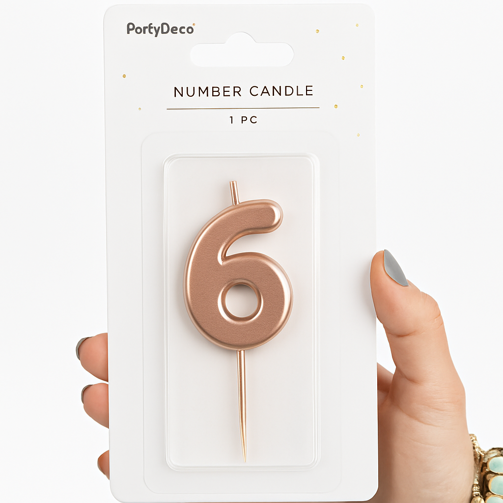 Bougie chiffre 6 dorée PartyDeco